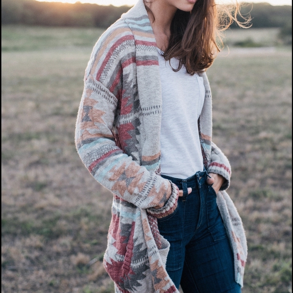 Faherty Lodge Cardigan Sweater Aztec Print